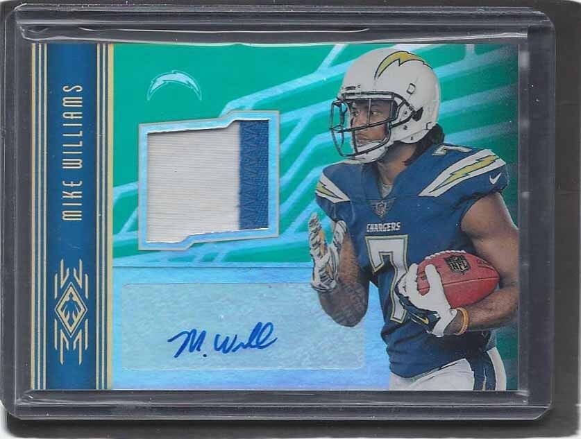MIKE WILLIAMS 2017 PANINI PHOENIX GREEN CHARGERS 2 COLOR PATCH AUTO RC #D 2/10