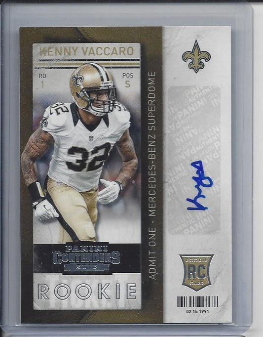 KENNY VACCARO 2013 PANINI CONTENDERS ROOKIE TICKET SAINTS TRUE RC AUTO #153