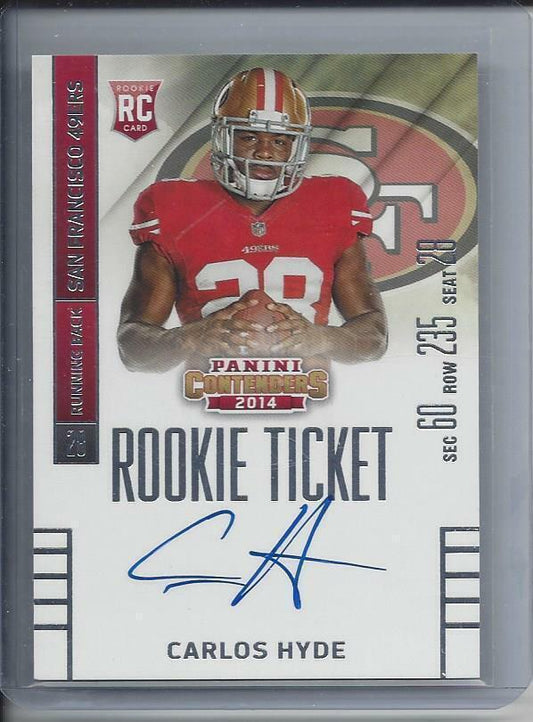 CARLOS HYDE 2014 PANINI CONTENDERS VARIATION SP ON CARD ROOKIE AUTO RC #208