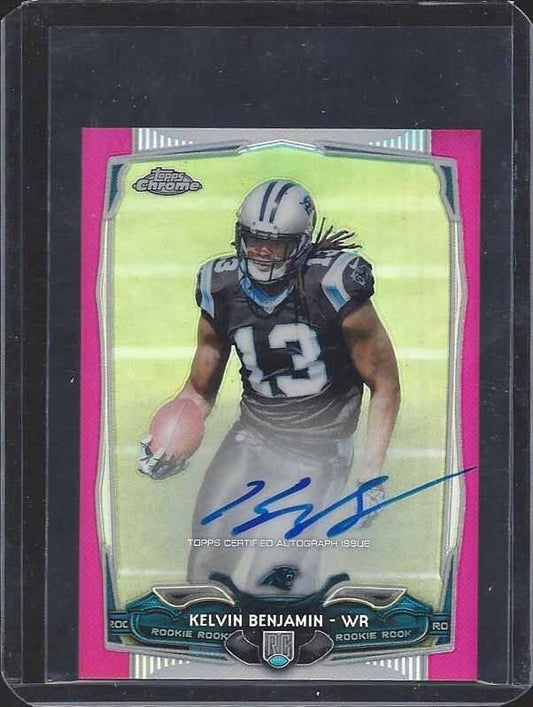 KELVIN BENJAMIN 2014 TOPPS CHROME MINI PINK REFRACTOR ON CARD AUTO RC #D 48/75