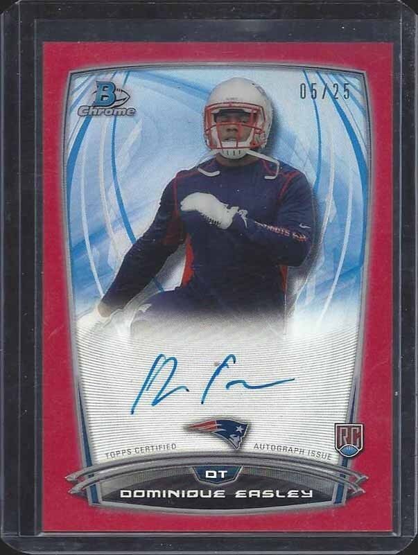 DOMINIQUE EASLEY 2014 BOWMAN CHROME RED REFRACTOR PATRIOTS ON CARD AUTO RC /25