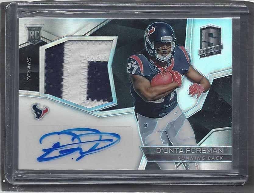 D'ONTA FOREMAN 2017 PANINI SPECTRA HOUSTON TEXANS 2 COLOR PATCH AUTO RC #D 70/99