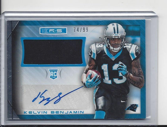 KELVIN BENJAMIN 2014 ROOKIES & STARS PANTHERS ROOKIE JERSEY AUTO RC #D 74/99