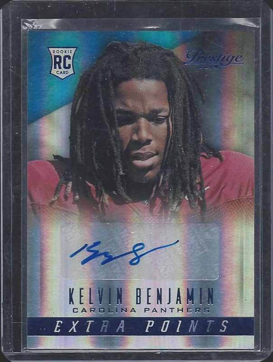 KELVIN BENJAMIN 2015 PRESTIGE EXTRA POINTS BLUE ROOKIE AUTO RC #257