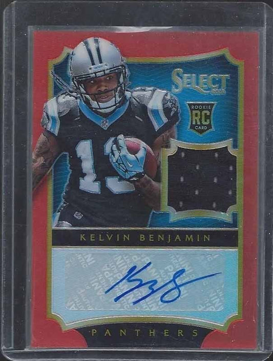 KELVIN BENJAMIN 2015 PANINI SELECT ORANGE PRIZM ROOKIE JERSEY AUTO RC #D 15/25