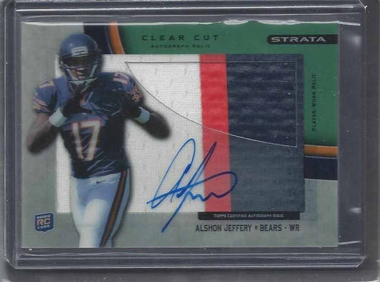 ALSHON JEFFERY 2012 TOPPS STRATA GREEN CLEAR CUT 3 COLOR PATCH AUTO RC #D /55