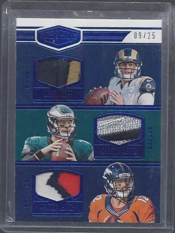 JARED GOFF CARSON WENTZ PAXTON LYNCH 2016 PLATES PATCHES BLUE LOGO PATCH RC /25