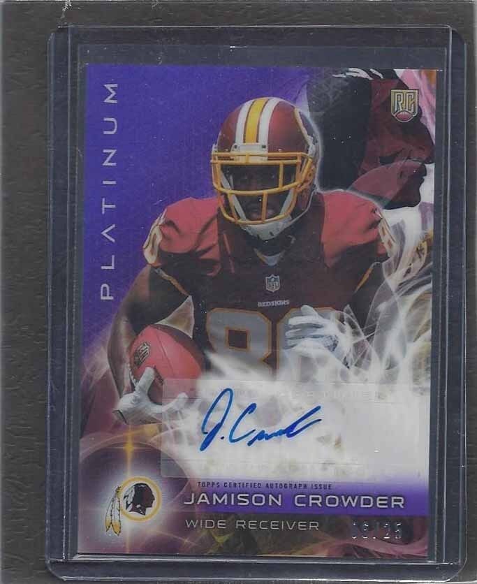 JAMISON CROWDER 2015 TOPPS PLATINUM PURPLE REFRACTOR ROOKIE AUTO RC #D 6/25