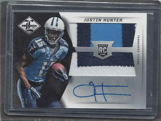 JUSTIN HUNTER 2013 LIMITED RPA JUMBO 3 COLOR ROOKIE PATCH AUTO RC #D /49