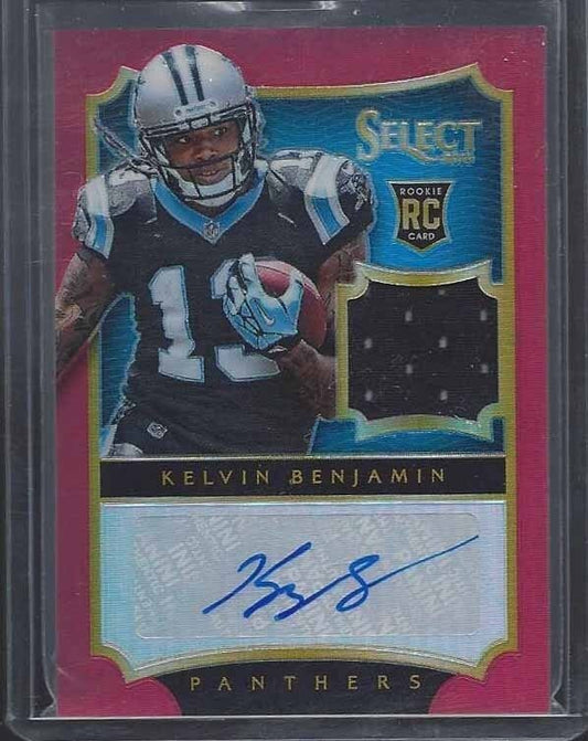 KELVIN BENJAMIN 2015 PANINI SELECT RED PRIZM ROOKIE JERSEY AUTO RC #D 28/30
