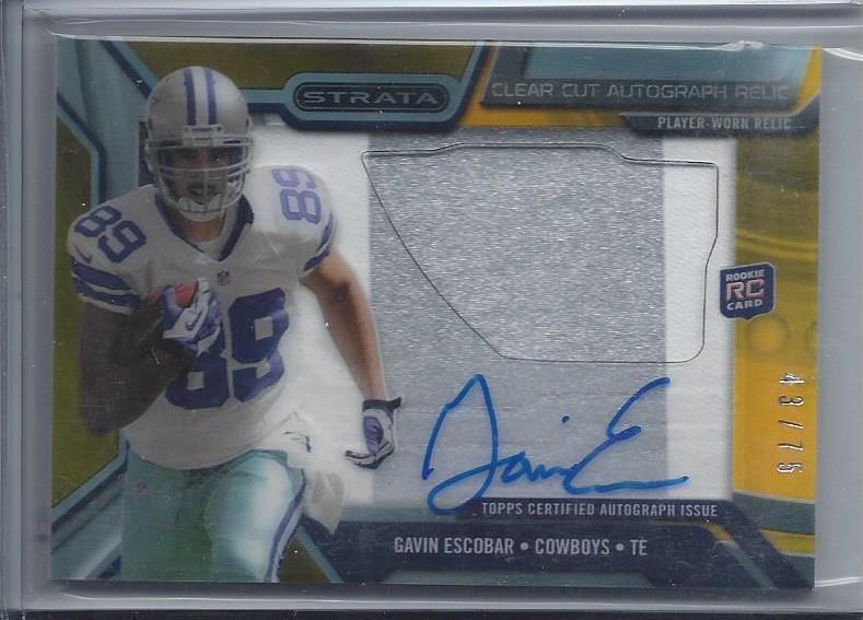 GAVIN ESCOBAR 2013 TOPPS STRATA CLEAR CUT YELLOW JUMBO PATCH AUTO RC #D 43/75