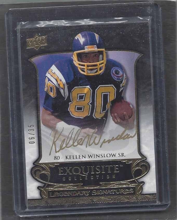 KELLEN WINSLOW 2008 UPPER DECK NFL EXQUISITE LEGENDARY ON CARD AUTO RC #D 6/35