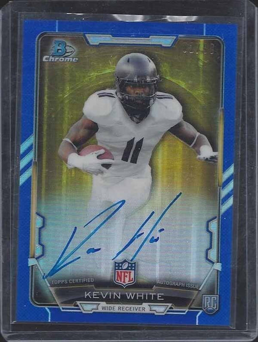 KEVIN WHITE 2015 BOWMAN CHROME BLUE REFRACTOR ON CARD ROOKIE AUTO RC #D 2/99