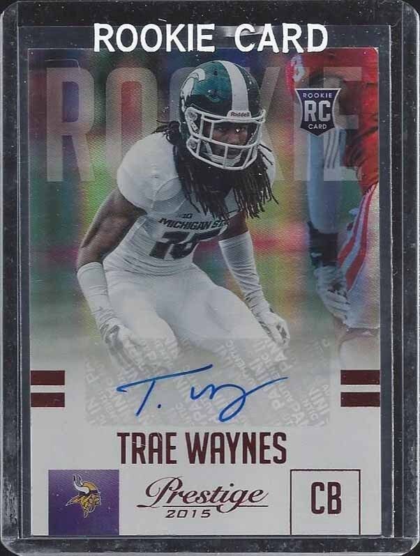 TRAE WAYNES 2015 PRESTIGE RED FOIL MICHIGAN STATE VIKINGS ROOKIE AUTO RC #293