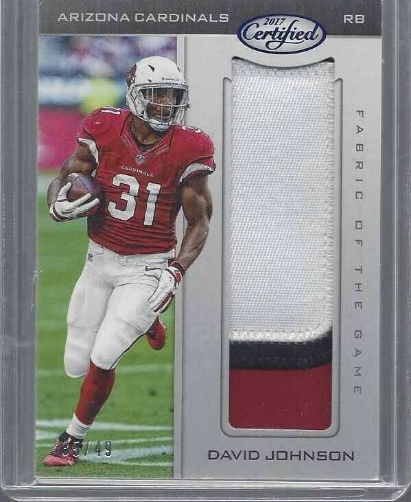DAVID JOHNSON 2017 CERTIFIED FABRIC OF THE GAME JUMBO 3 COLOR PATCH #D 35/49
