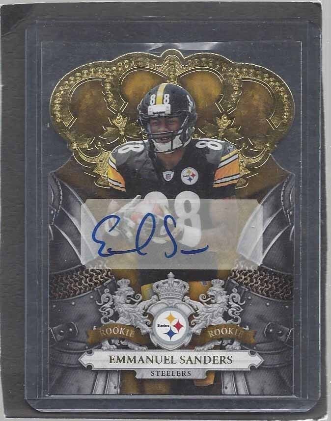 EMMANUEL SANDERS 2010 CROWN ROYALE GOLD DIE CUT ROOKIE AUTO RC #D /25