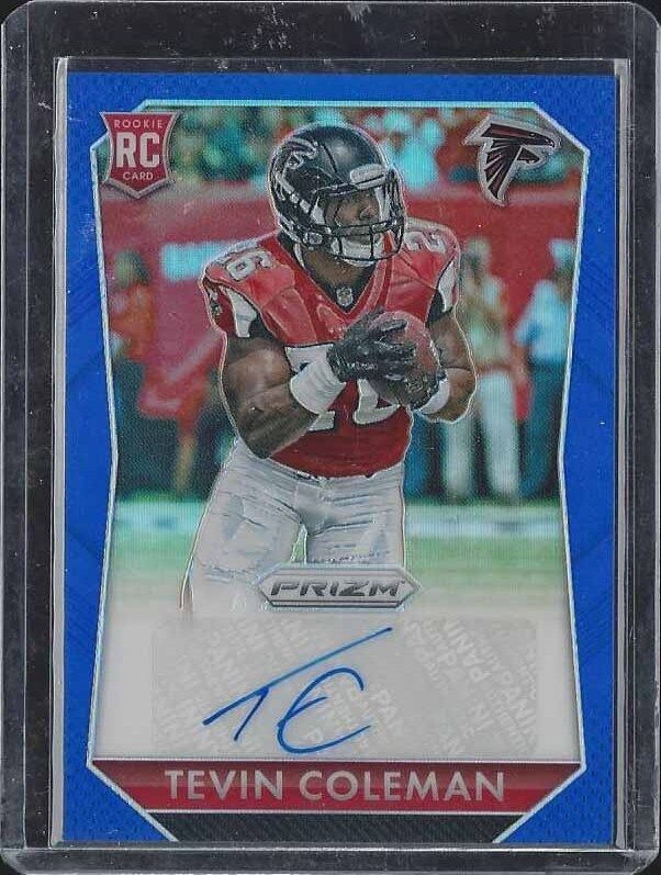 TEVIN COLEMAN 2015 PANINI PRIZM BLUE PRIZMS FALCONS ROOKIE AUTO RC #D 27/75