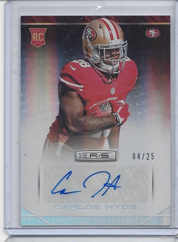 CARLOS HYDE 2014 ROOKIES & STARS LONGEVITY SILVER 49ERS ROOKIE AUTO RC #D 4/25