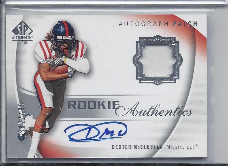 DEXTER MCCLUSTER 2010 SP AUTHENTIC RPA ROOKIE PATCH ON CARD AUTO RC #D 382/499