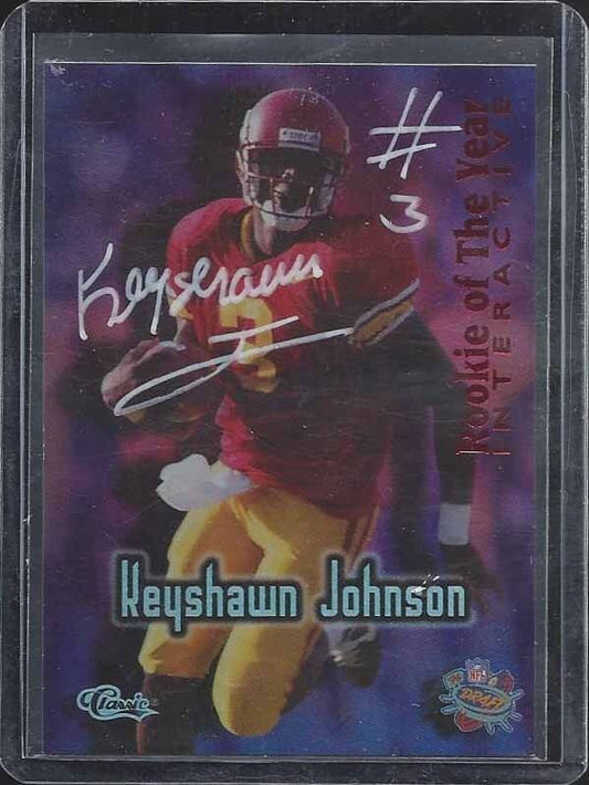 KEYSHAWN JOHNSON 1996 CLASSIC DRAFT NFL ROOKIES PROMO ON CARD AUTO RC #D 405/500