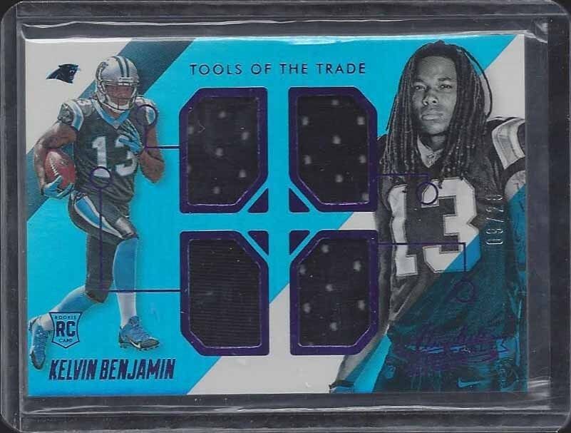 KELVIN BENJAMIN 2014 ABSOLUTE SPECTRUM PURPLE TOOLS TRADE QUAD JERSEY RC #D 9/20