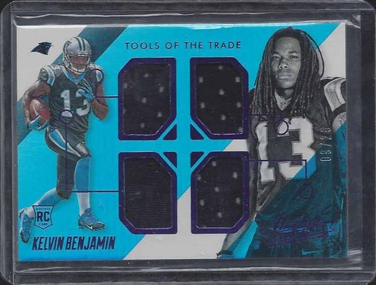 KELVIN BENJAMIN 2014 ABSOLUTE SPECTRUM PURPLE TOOLS TRADE QUAD JERSEY RC #D 9/20