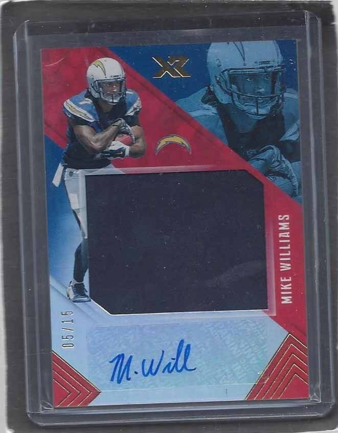 MIKE WILLIAMS 2017 PANINI XR RED CHARGERS JUMBO ROOKIE JERSEY AUTO RC #D 5/15