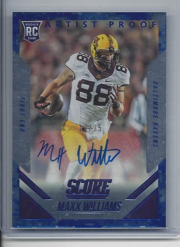 MAXX WILLIAMS 2015 SCORE ARTIST PROOF CAMO BLUE ROOKIE AUTO RC #D 13/25
