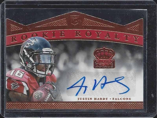 JUSTIN HARDY 2015 CROWN ROYALE ROOKIE ROYALTY BRONZE DIE CUT AUTO RC #D 69/99