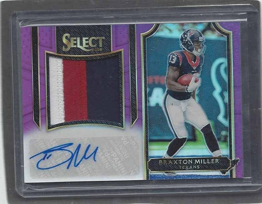 BRAXTON MILLER 2016 PANINI SELECT FUCHSIA TEXANS 3 COLOR PATCH AUTO RC #D 1/60