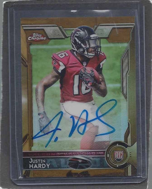 JUSTIN HARDY 2015 TOPPS CHROME GOLD REFRACTOR ON CARD ROOKIE AUTO RC #D 10/10