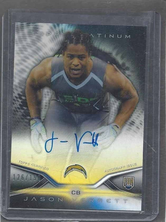 JASON VERRETT 2014 TOPPS PLATINUM BLACK REFRACTOR ON CARD AUTO RC #D 126/150