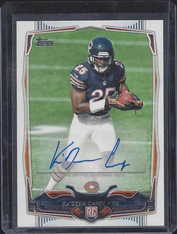 KA'DEEM CAREY 2014 TOPPS SP RARE VARIATION CHICAGO BEARS ROOKIE AUTO RC #365