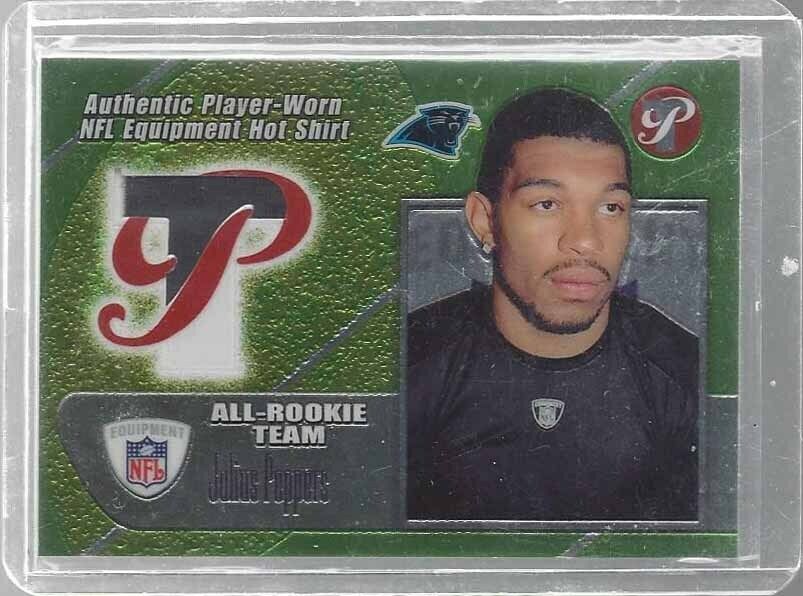 JULIUS PEPPERS 2002 TOPPS PRISTINE ALL ROOKIE TEAM JERSEY RELIC RC