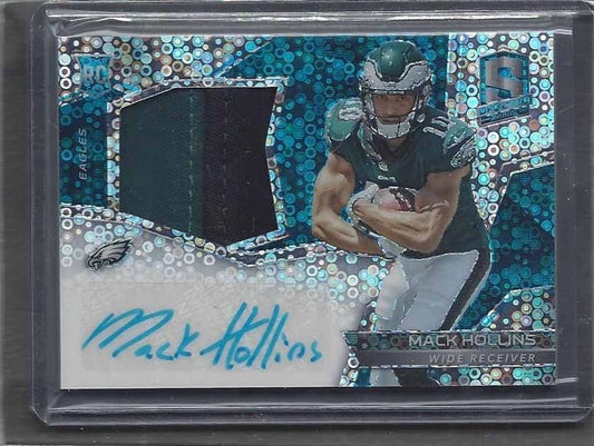 MACK HOLLINS 2017 SPECTRA NEON BLUE EAGLES RPA ROOKIE PATCH AUTO RC #D 34/75