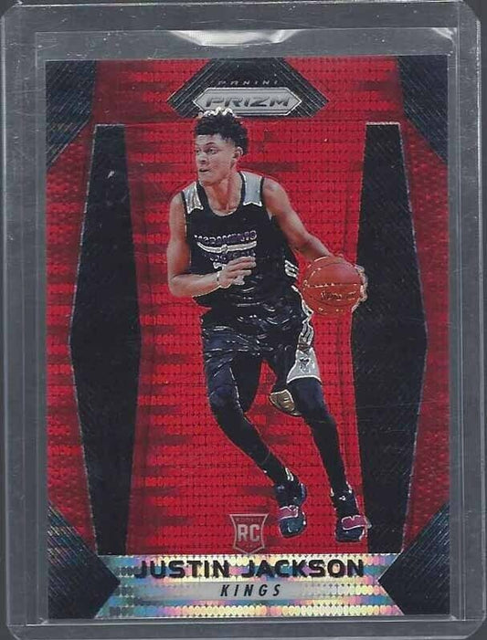 JUSTIN JACKSON 2017-18 PANINI PRIZM RED PULSAR PRIZMS ROOKIE RC #D 16/25