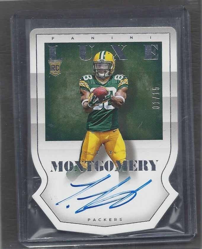 TY MONTGOMERY 2015 PANINI LUXE DIE CUT ON CARD ROOKIE AUTO RC #D 1/15