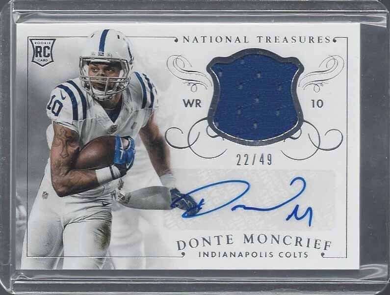 DONTE MONCRIEF 2014 NATIONAL TREASURES COLTS ROOKIE JERSEY AUTO RC #D /49