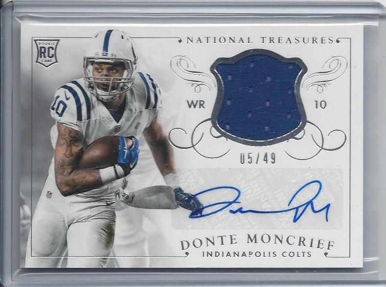 DONTE MONCRIEF 2014 NATIONAL TREASURES COLTS ROOKIE JERSEY AUTO RC #D /49