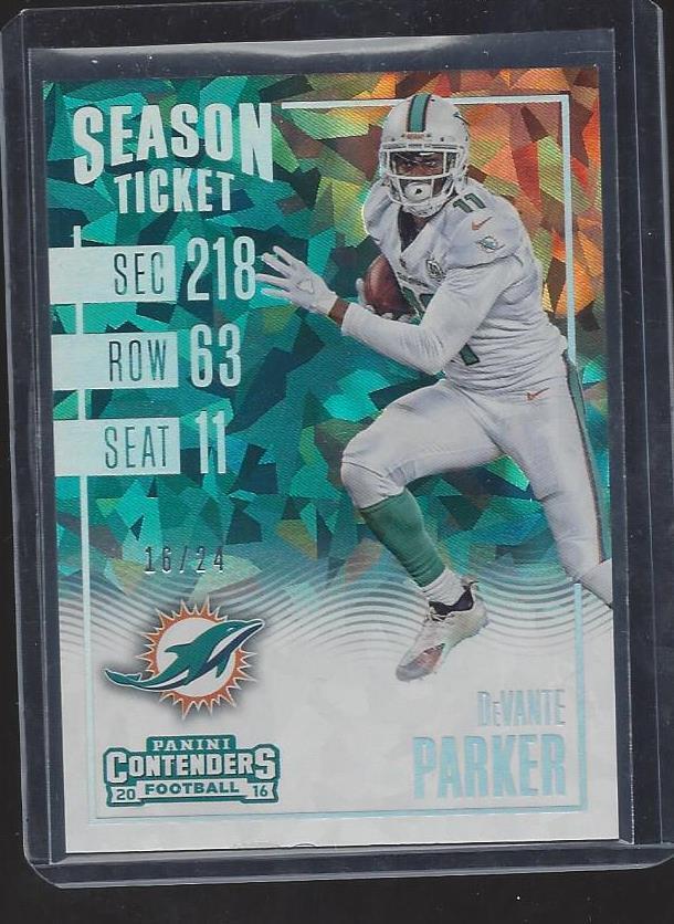 DEVANTE PARKER 2016 PANINI CONTENDERS SEASON TICKET CRACKED ICE #D 16/24