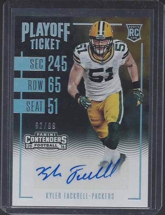 KYLER FACKRELL 2016 PANINI CONTENDERS PACKERS PLAYOFF TICKET AUTO RC #D 92/99