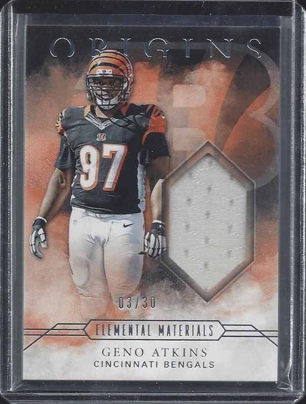 GENO ATKINS 2016 PANINI ORIGINS ELEMENTAL MATERIALS BENGALS JERSEY #D 3/30