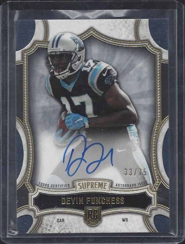 DEVIN FUNCHESS 2015 TOPPS SUPREME BLACK ON CARD PANTHERS ONCARD AUTO RC #D 33/75