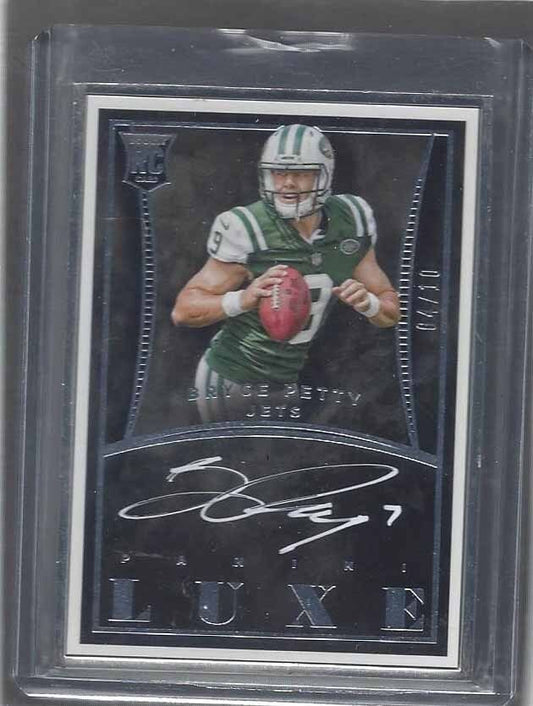 BRYCE PETTY 2015 PANINI LUXE SILVER FRAME JETS ROOKIE ON CARD AUTO RC #D 4/10