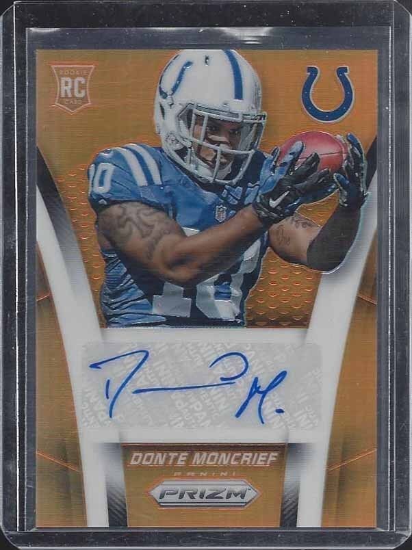 DONTE MONCRIEF 2014 PANINI PRIZM ORANGE PRIZMS COLTS ROOKIE AUTO RC #D 42/125