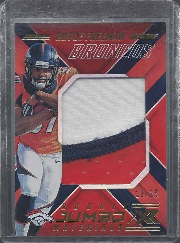 ROYCE FREEMAN 2018 PANINI XR RED JUMBO MATERIALS ROOKIE PATCH RC #D 18/25