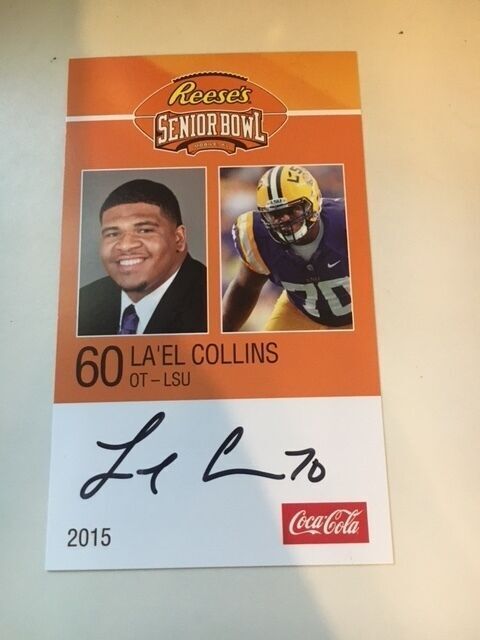 LA'EL COLLINS 2015 REESE'S SENIOR BOWL 3X5 LSU AUTOGRAPHED CARD QTY