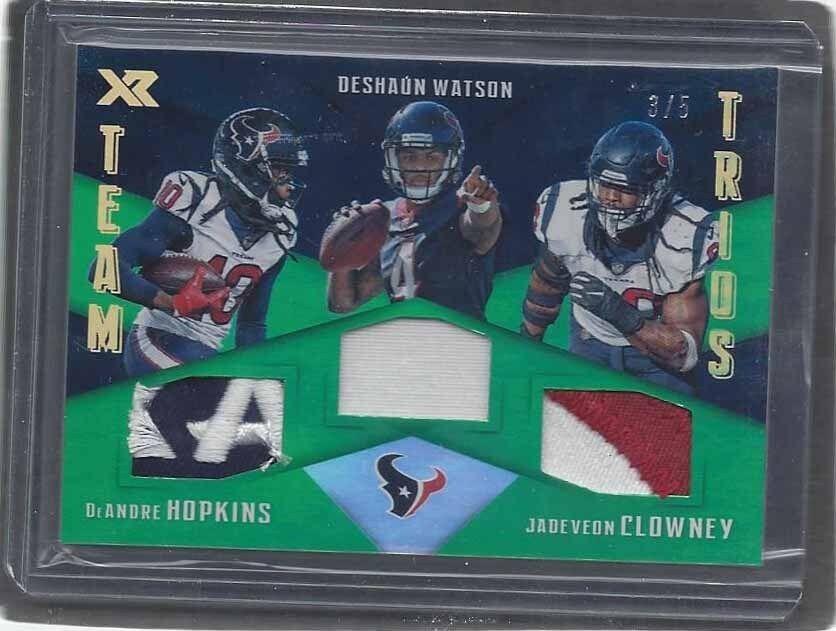 DESHAUN WATSON NUK HOPKINS CLOWNEY 2017 XR TEAM TRIOS GREEN LOGO PATCH RC #D 3/5