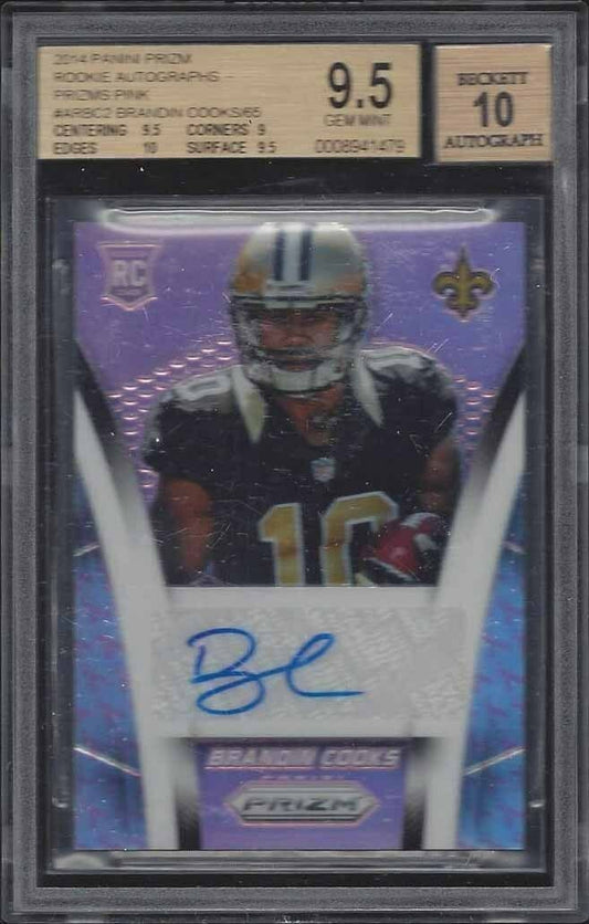 1/1 BRANDIN COOKS 2014 PANINI PRIZM PINK AUTO RC #D 10/65 BGS 9.5 10 JERSEY #10!
