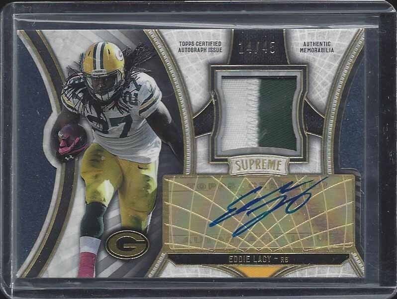 EDDIE LACY 2015 TOPPS SUPREME 2 COLOR PACKERS PATCH AUTO #D 14/45